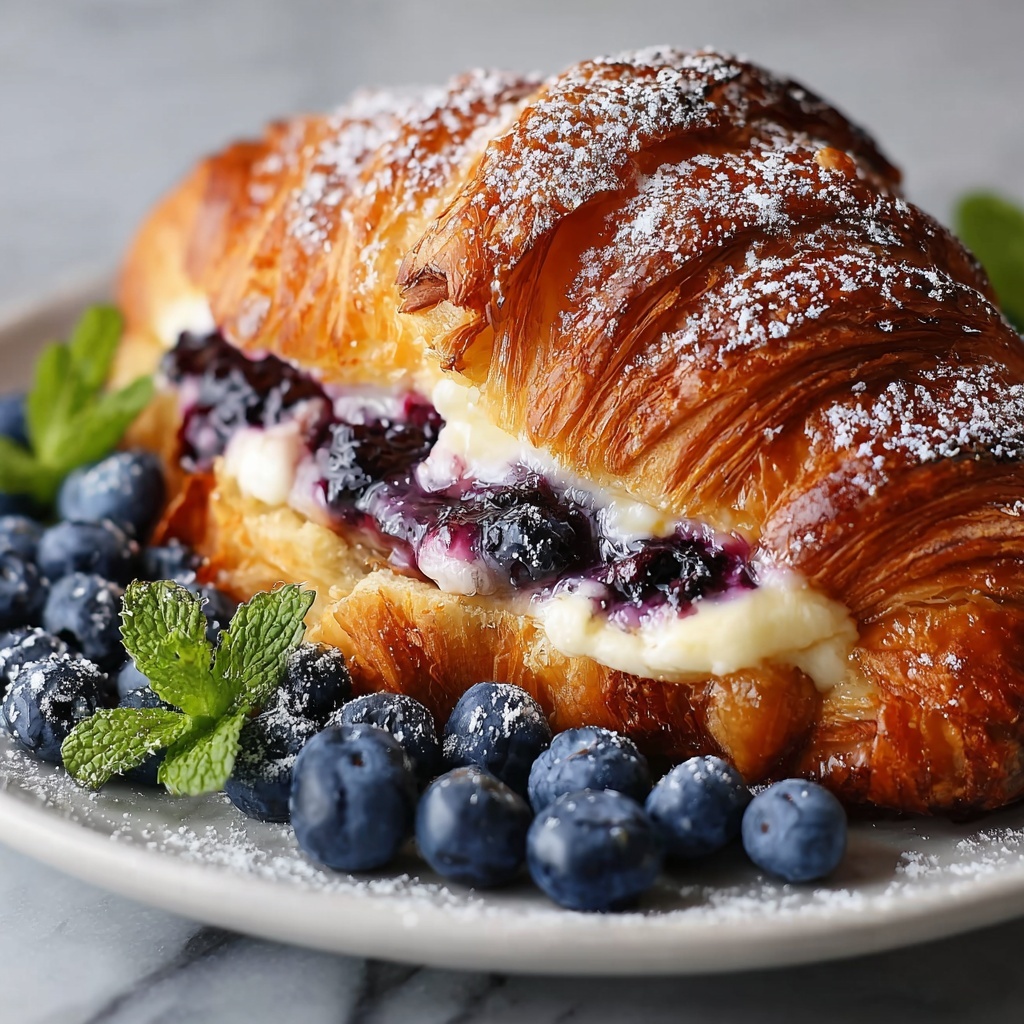 Blueberry Cream Cheese Croissant Casserole Recipe - Recipe Image