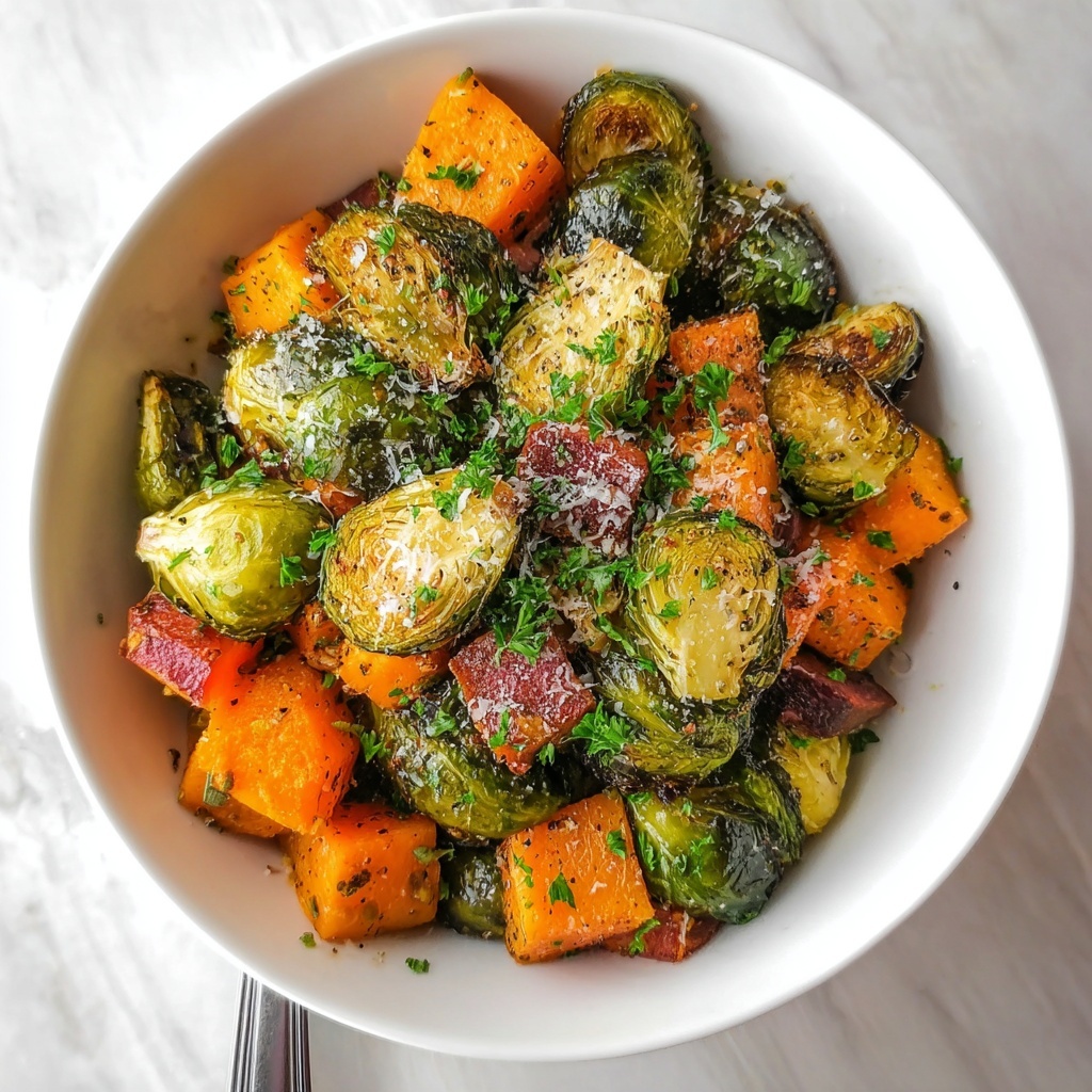 Roasted Brussels Sprouts & Sweet Potatoes Recipe - Recipe Image