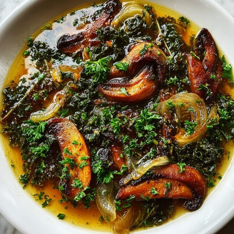 Warming Wild Mushroom, Caramelized Onion And Kale Soup Recipe