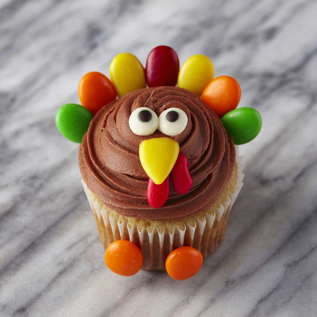 Turkey Cupcake Craft with M&Ms and Candy Eyes Recipe - Recipe Image