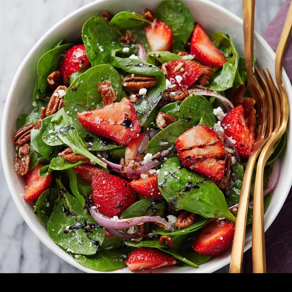Strawberry Spinach Salad with Pecans, Feta, and Balsamic Vinaigrette Recipe - Recipe Image