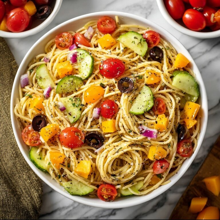 Spaghetti Salad with Fresh Vegetables and Italian Dressing Recipe
