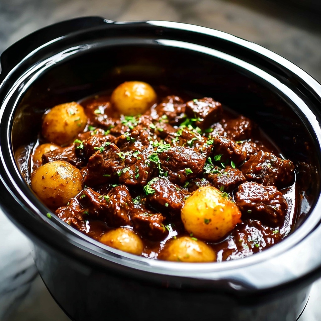 Irresistibly Tender Slow Cooker Garlic Butter Beef Bites & Potatoes Recipe - Recipe Image
