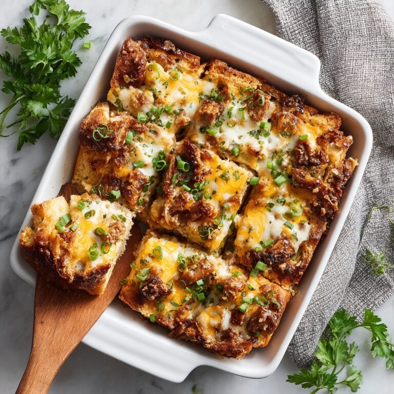Cheesy Overnight Sausage Breakfast Casserole Recipe