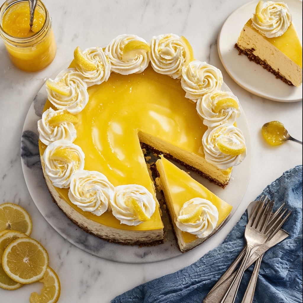 Lemon No-Bake Cheesecake with Lemon Curd and Whipped Cream Recipe - Recipe Image