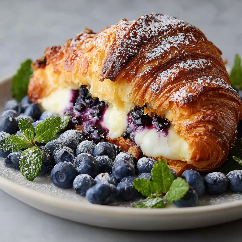 Blueberry Cream Cheese Croissant Casserole Recipe - Recipe Image