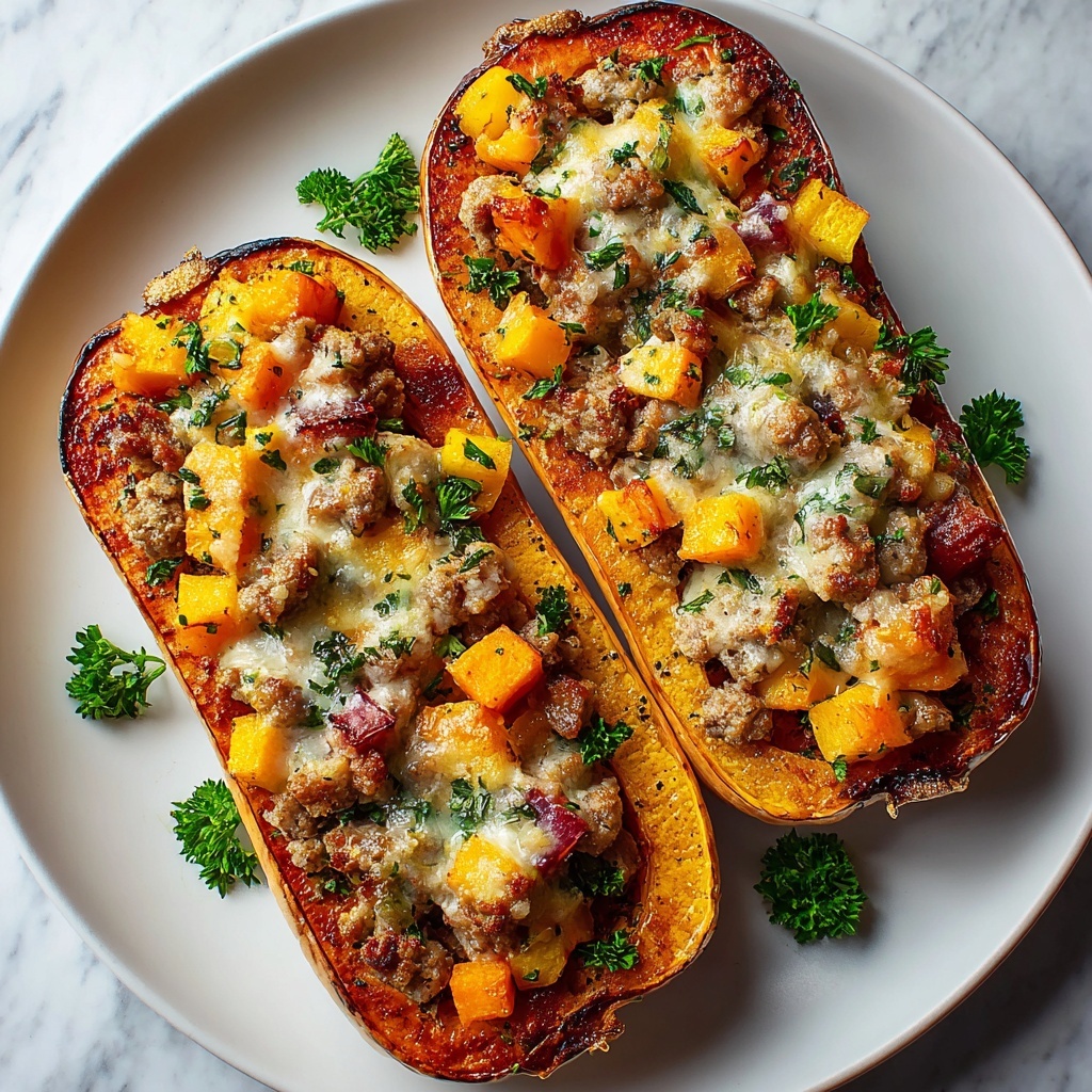 Apple Sausage Stuffed Butternut Squash Recipe - Recipe Image