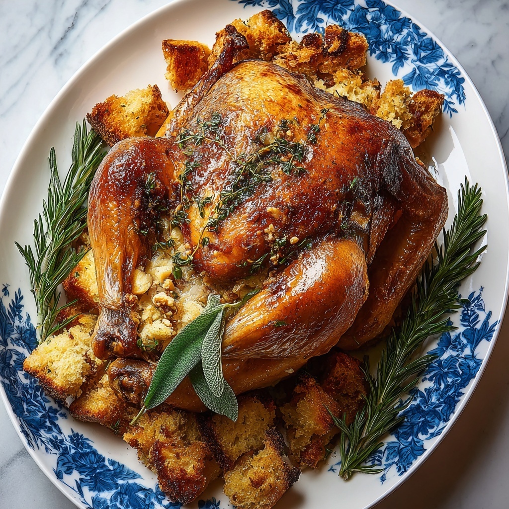 Juicy Herb-Roasted Thanksgiving Turkey with Savory Stuffing Recipe - Recipe Image
