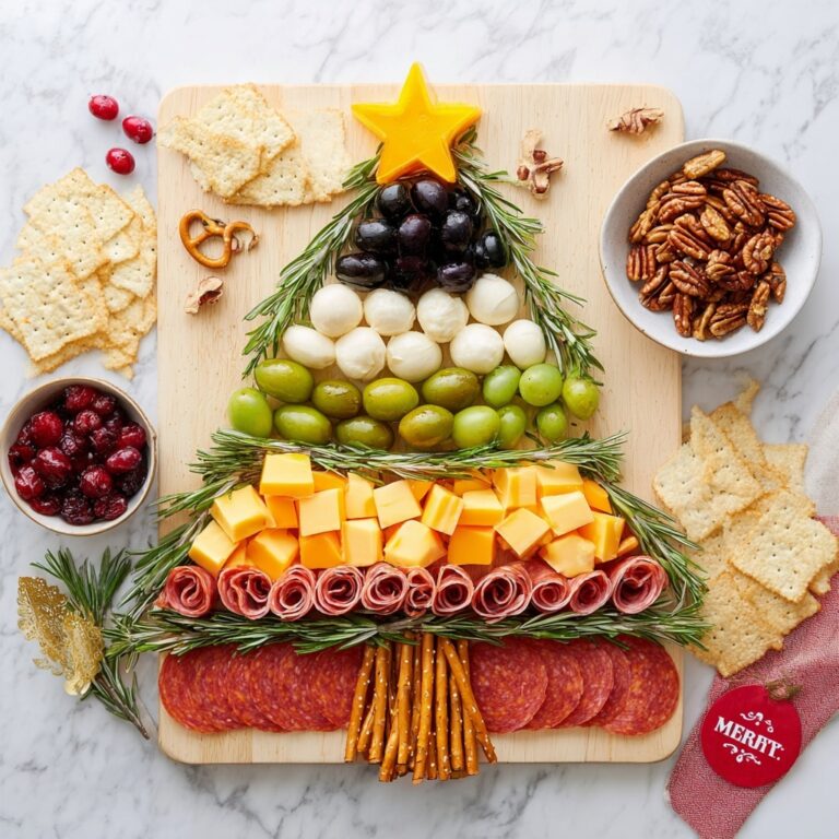 Charcuterie Tree Platter with Cheddar, Pepper Jack, and Gourmet Accompaniments Recipe