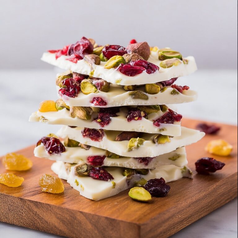White Chocolate Bark with Dried Fruit Medley and Pistachios Recipe