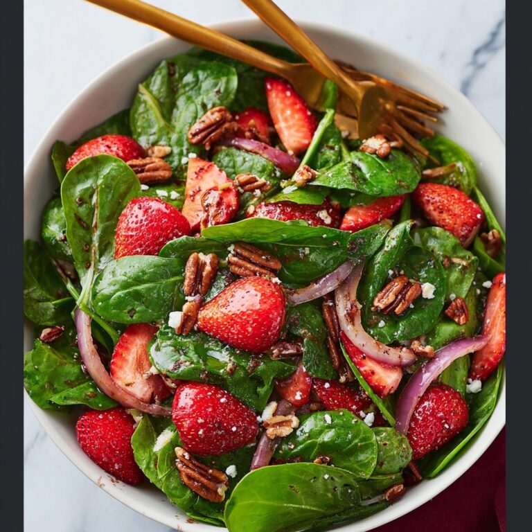 Strawberry Spinach Salad with Pecans, Feta, and Balsamic Vinaigrette Recipe