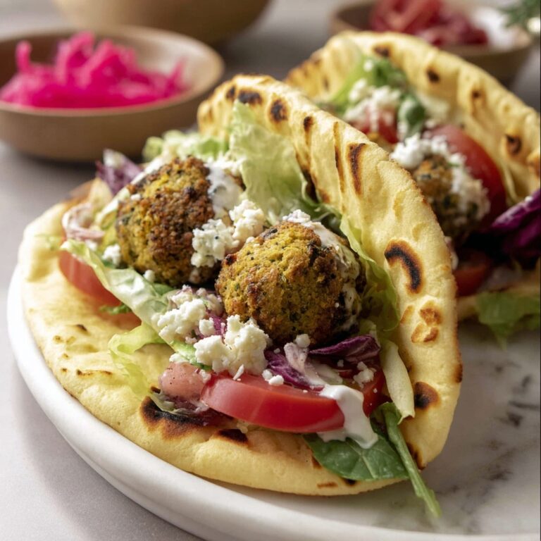Falafel Wraps with Homemade Tzatziki and Pickled Vegetables Recipe
