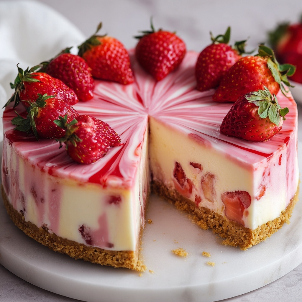 Soft Cotton Cheesecake with Strawberry Sauce Recipe - Recipe Image