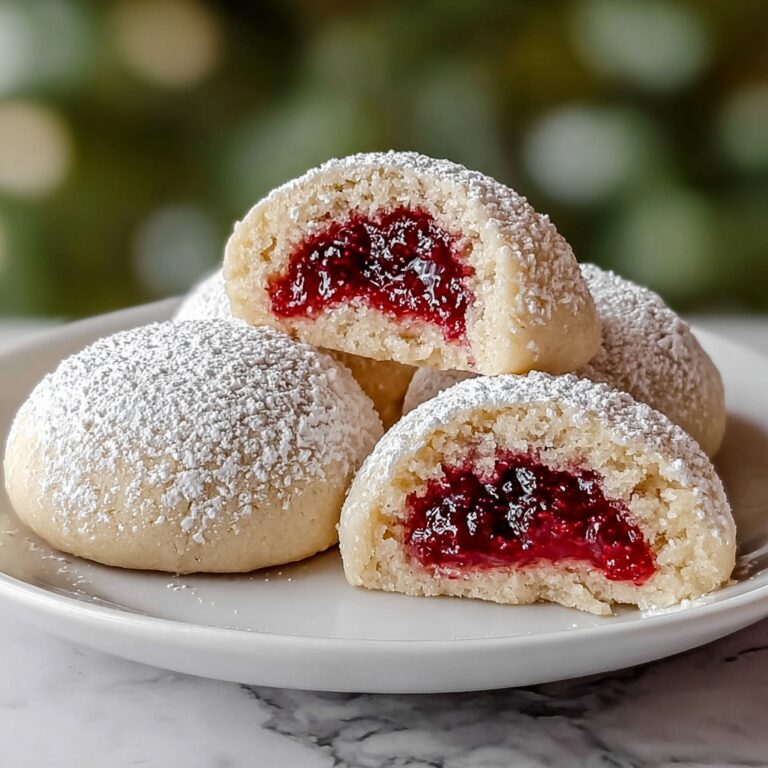 Raspberry Filled Almond Snowball Cookies Recipe