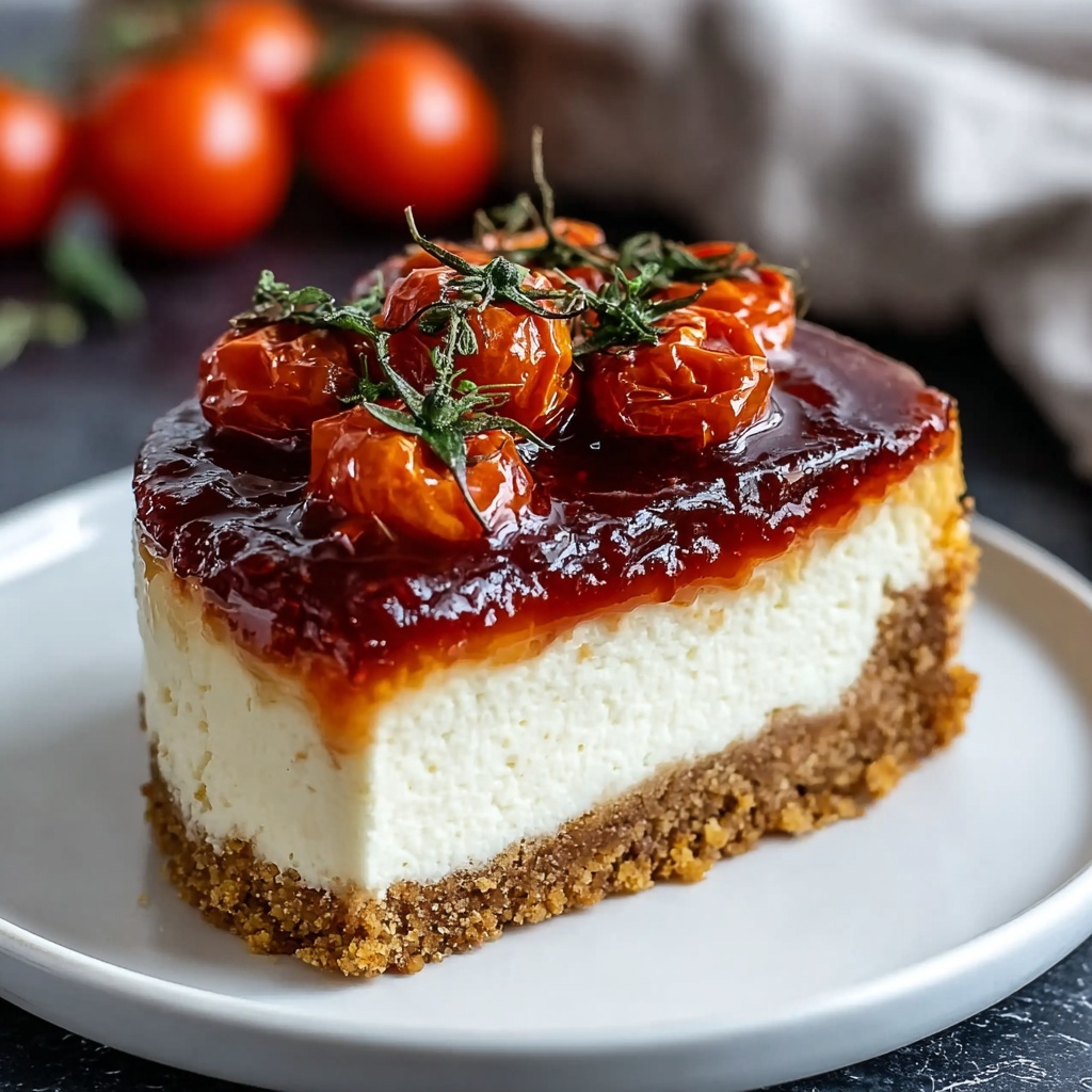 Savory Cheesecake with Roasted Tomato Jam and Parmesan Crust Recipe - Recipe Image