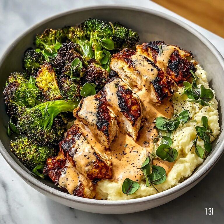Creamy Black Pepper Chicken Bowl with Crispy Brussels & Mashed Potatoes Recipe