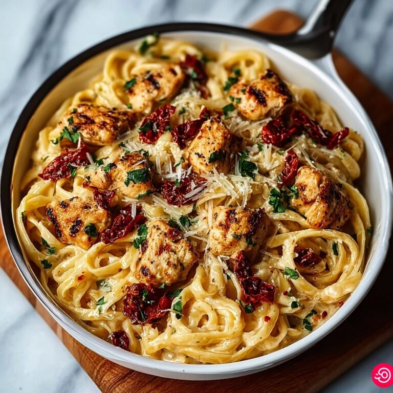 Indulgent Tuscan Garlic Chicken Bites & Sun-Dried Tomato Cajun Alfredo Pasta Recipe