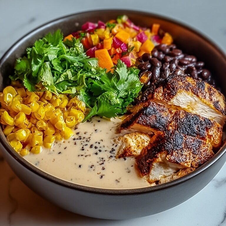 Chipotle Chicken Bowl with Black Beans, Corn, & Creamy Sauce Recipe