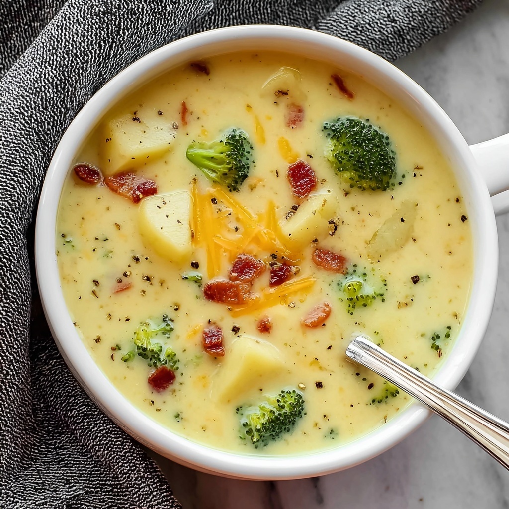 Cheddar Broccoli Potato Soup Recipe - Recipe Image