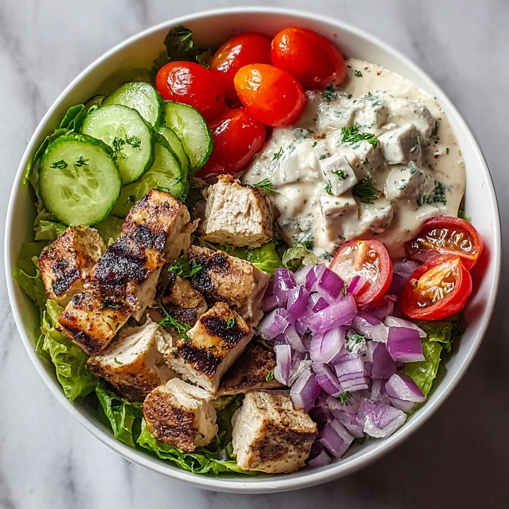 Greek Chicken Salad Bowl with Tzatziki & Feta Recipe - Recipe Image