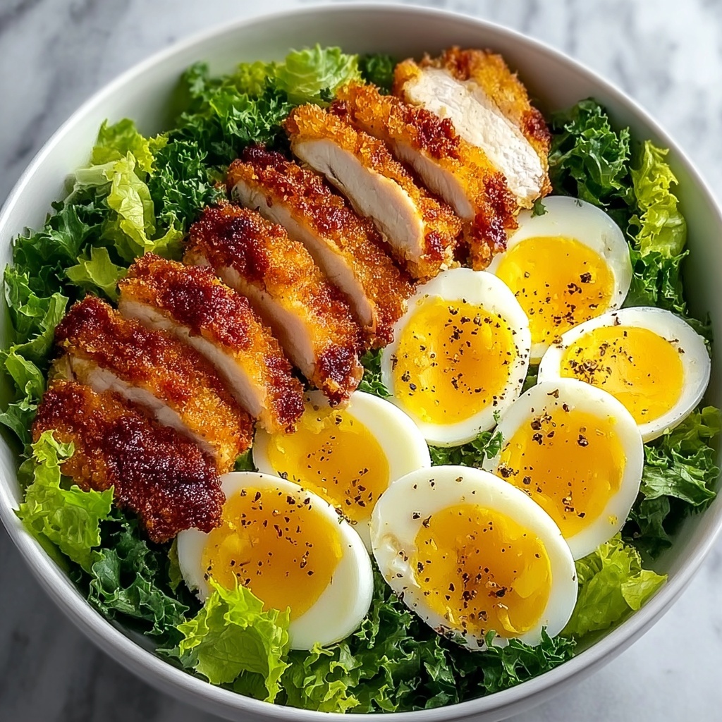 Crispy Chicken & Egg Salad Bowl with Fresh Banana and Greens Recipe - Recipe Image