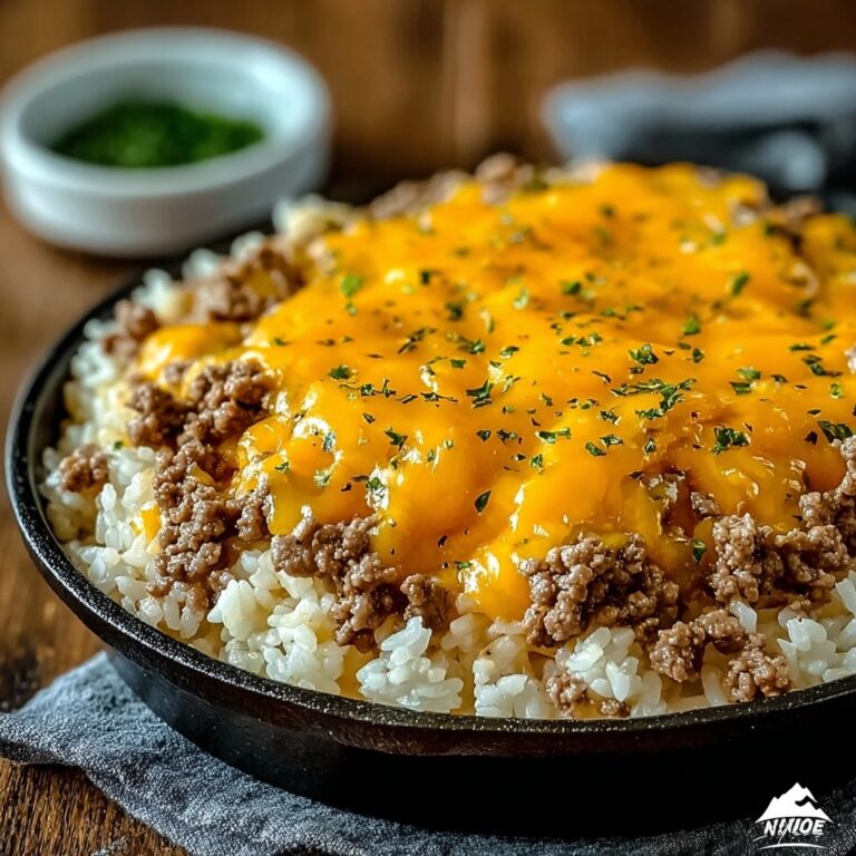 Garlic Butter Beef and Rice Skillet with Cheddar Parmesan Sauce Recipe