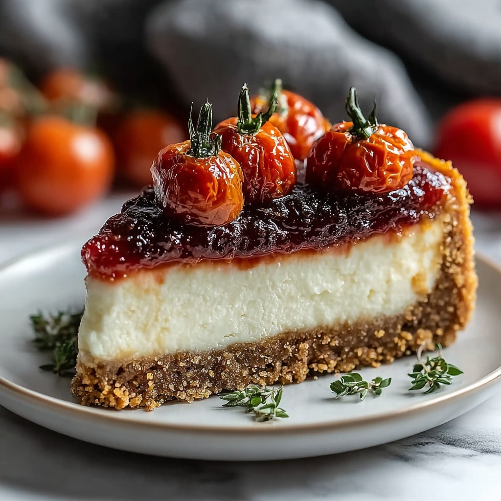 Savory Cheesecake with Roasted Tomato Jam and Parmesan Crust Recipe - Recipe Image