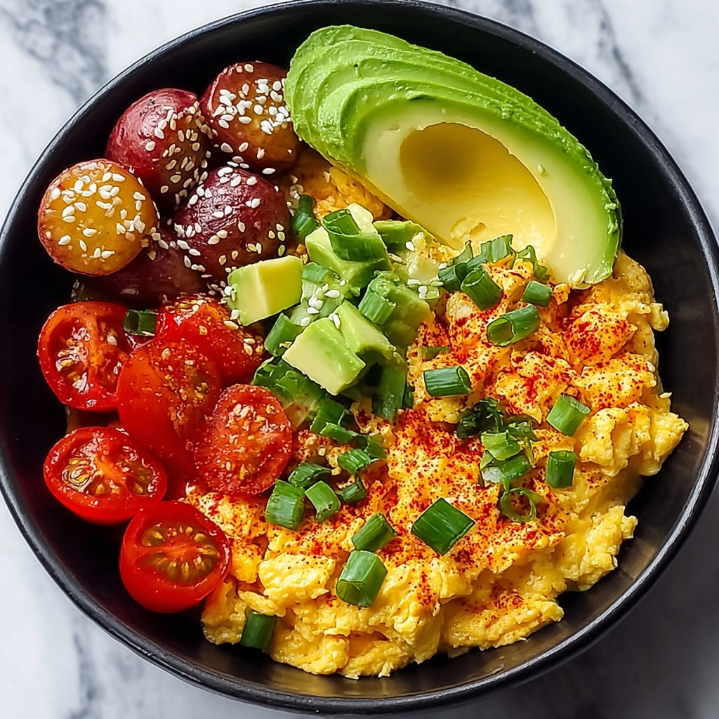 Savory Breakfast Bowl with Scrambled Eggs, Avocado & Roasted Baby Potatoes Recipe - Recipe Image