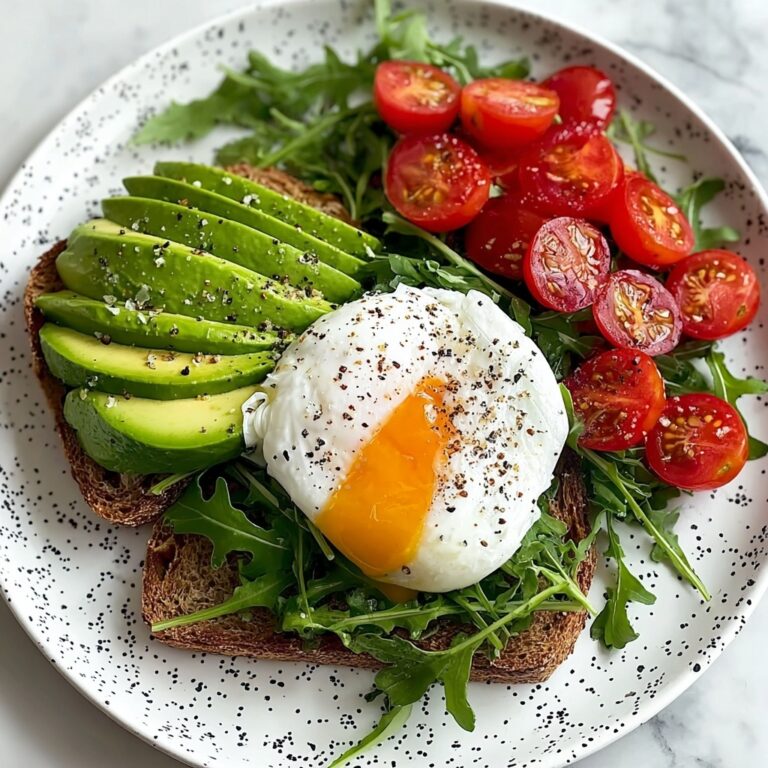 Poached Egg & Arugula Salad with Avocado, Tomato & Cream Cheese Toast Recipe
