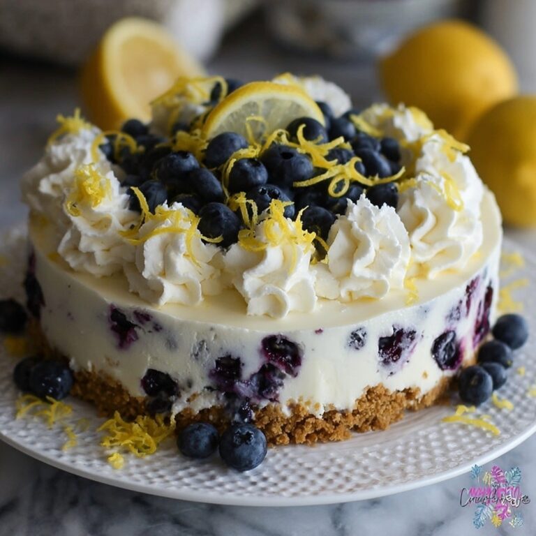 No-Bake Lemon Dazzling Blueberry Cream Cake Recipe