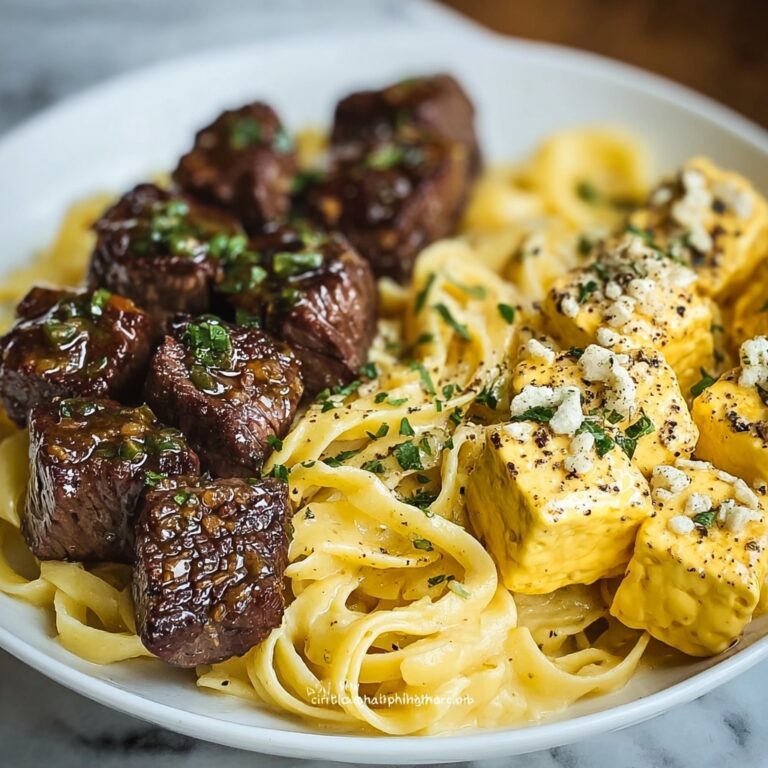 Indulgent Garlic Butter Steak with Cheesy Linguine Recipe
