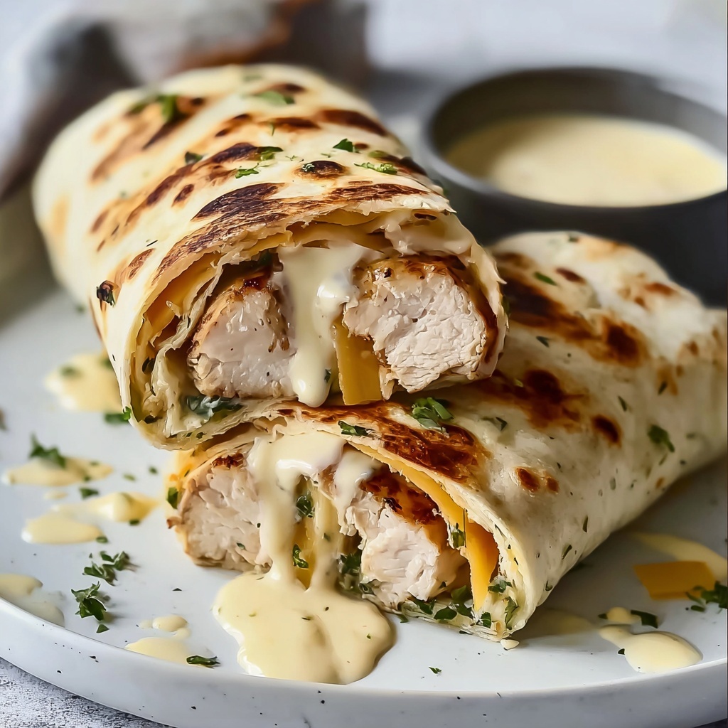 Cheesy Garlic Chicken Wraps Recipe - Recipe Image