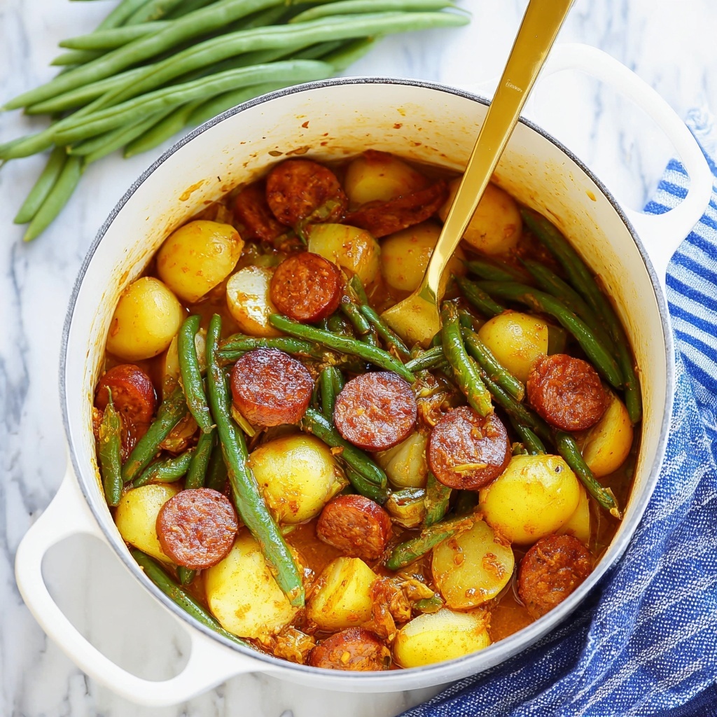 One Pot Smoked Sausage, Green Beans, and Potatoes Recipe - Recipe Image