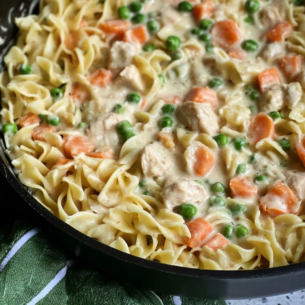 Chicken Pot Pie Noodle Skillet Recipe - Recipe Image