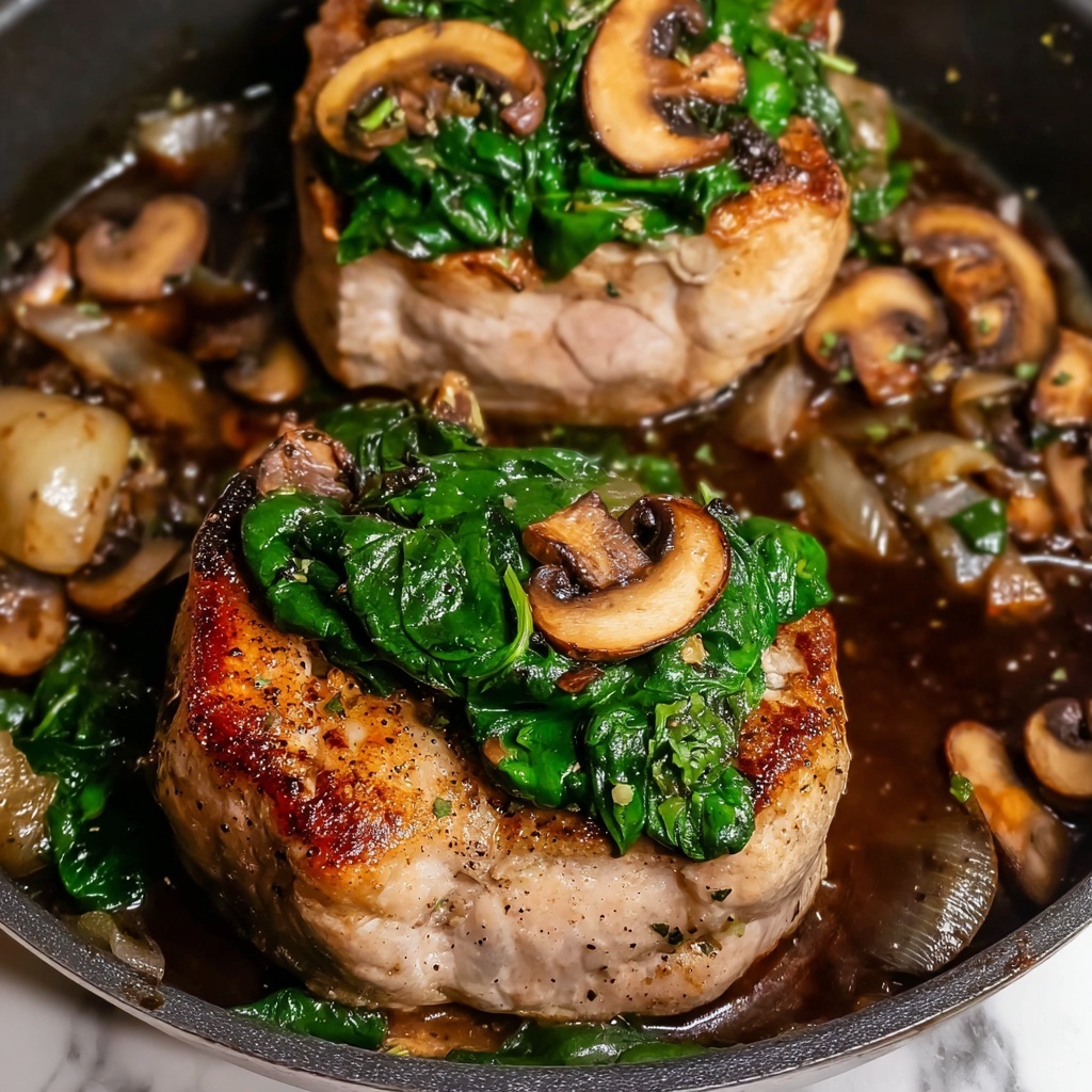 Goat Cheese & Spinach Stuffed Chicken Breast with Caramelized Onions and Mushrooms Recipe - Recipe Image