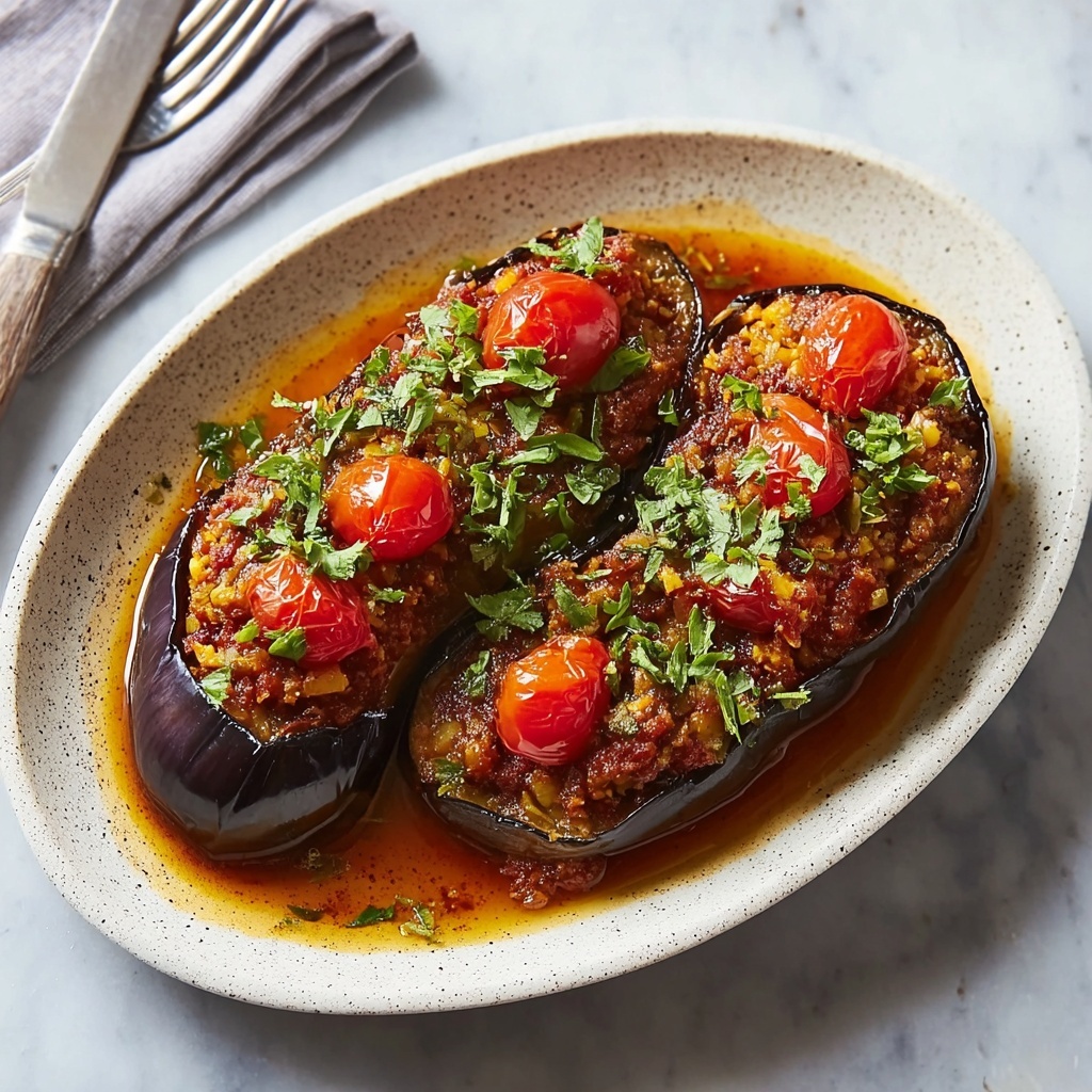 Savory Stuffed Eggplant: A Flavor-Packed Dinner Delight Recipe - Recipe Image