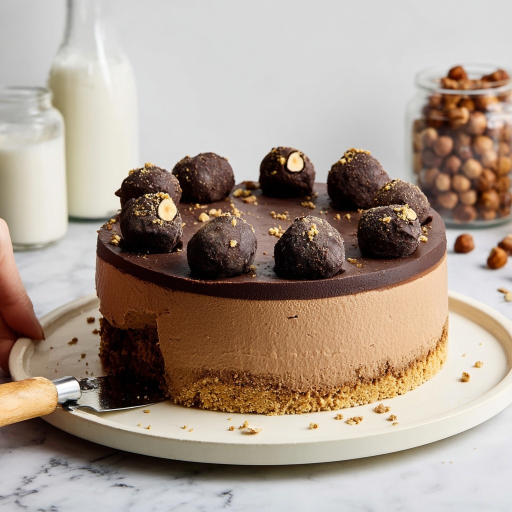 No-Bake Vegan Ferrero Rocher Cheesecake Recipe - Recipe Image