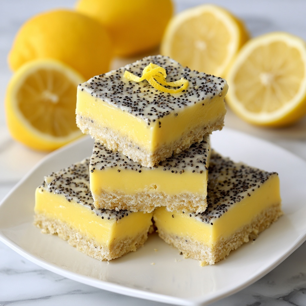 Low Sugar Lemon Poppy Seed Greek Yogurt Bars Recipe - Recipe Image