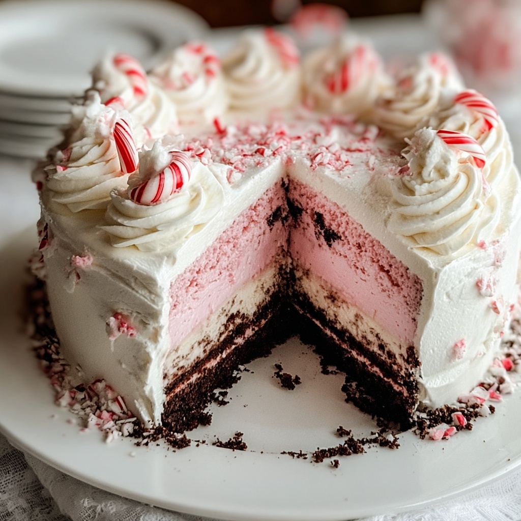 Ultimate Festive Peppermint Ice Cream Cake Recipe - Recipe Image