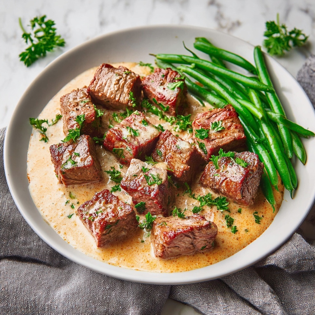 Garlic Butter Steak Bites with Parmesan Cream Sauce Recipe - Recipe Image