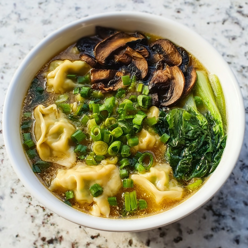 Potsticker Soup with Mushrooms and Bok Choy Recipe - Recipe Image