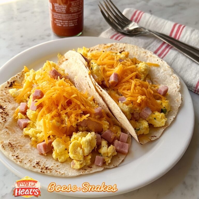 Breakfast Tacos with Ham, Green Chilies, Eggs, and Cheese Recipe