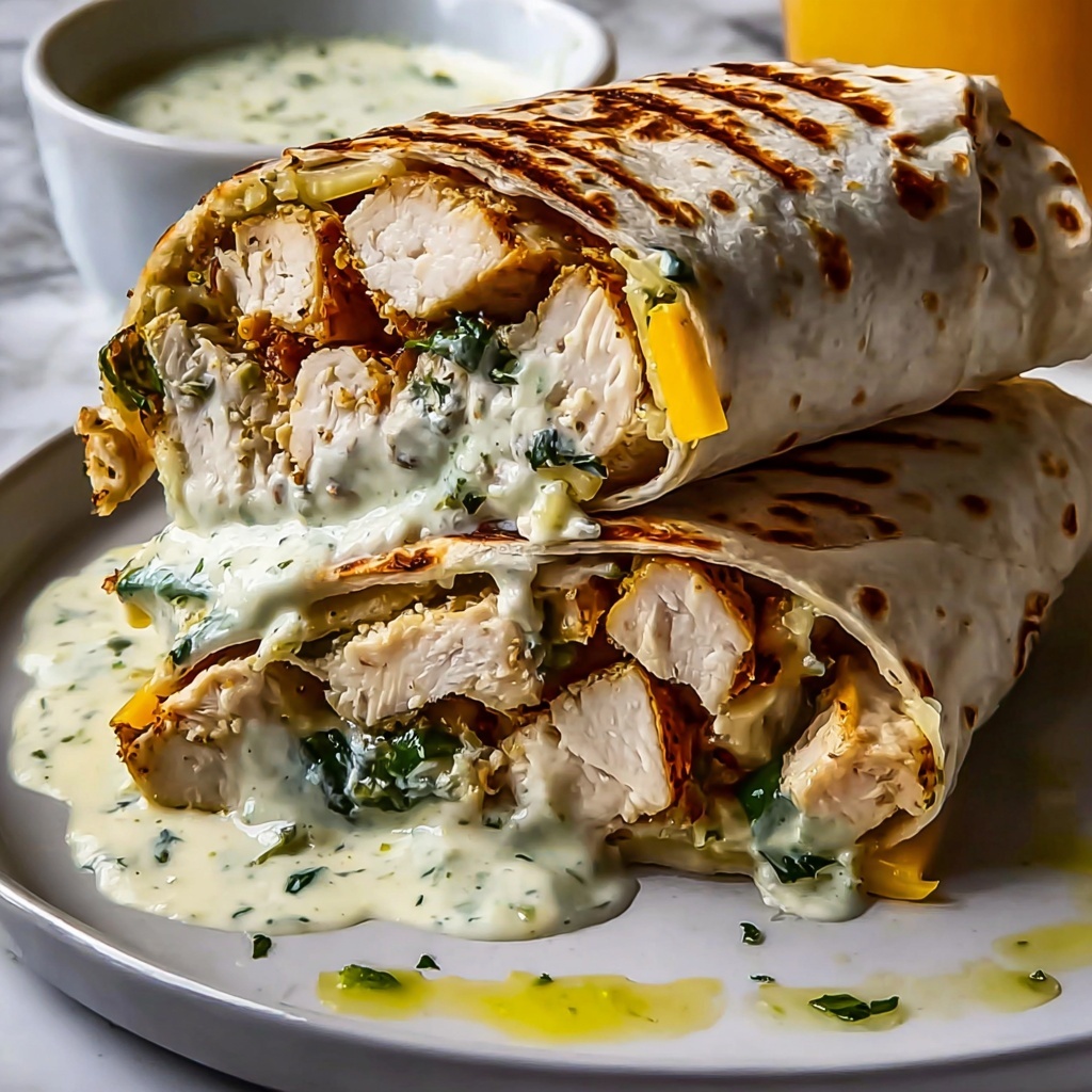 Cheesy Garlic Chicken Wraps Recipe - Recipe Image