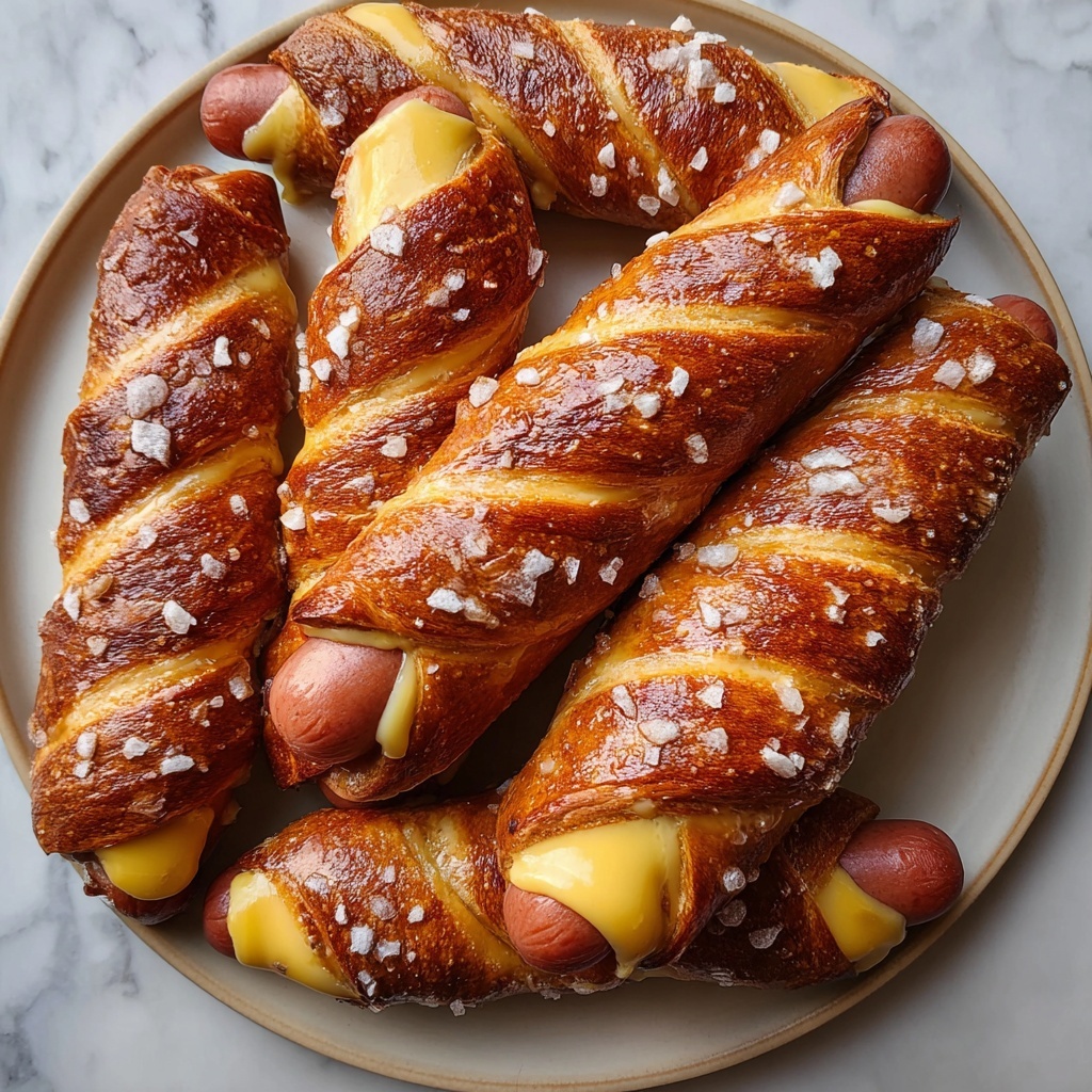 Soft Baked Cheesy Pretzel Dogs Recipe - Recipe Image