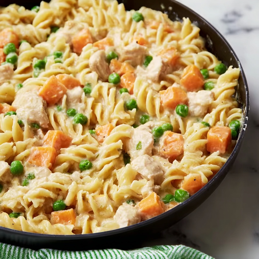 Chicken Pot Pie Noodle Skillet Recipe - Recipe Image