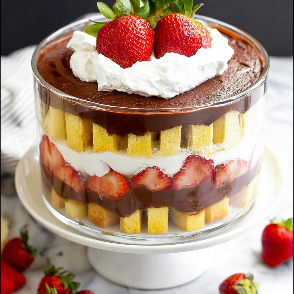 Strawberry Chocolate Pound Cake Trifle Recipe - Recipe Image