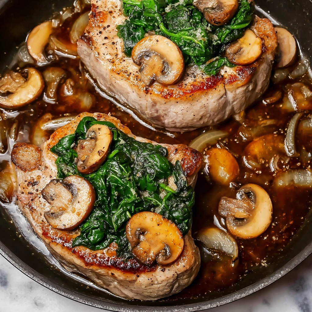 Goat Cheese & Spinach Stuffed Chicken Breast with Caramelized Onions and Mushrooms Recipe - Recipe Image
