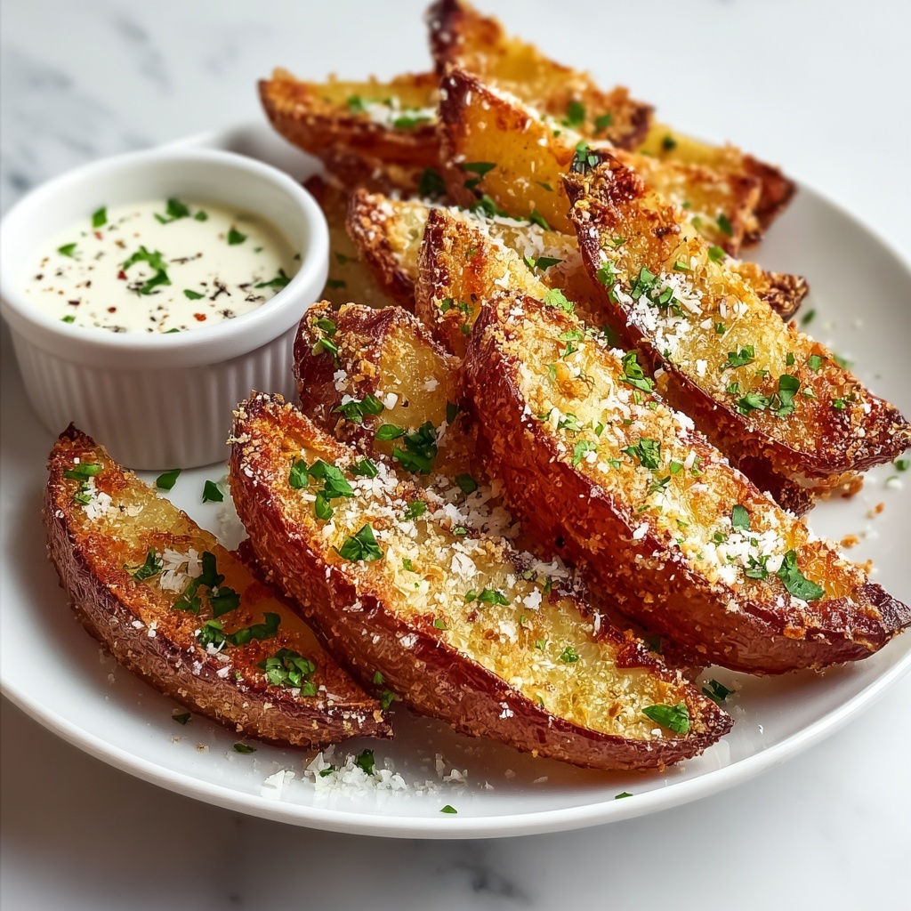 Crispy Garlic Parmesan Potato Wedges Recipe - Recipe Image