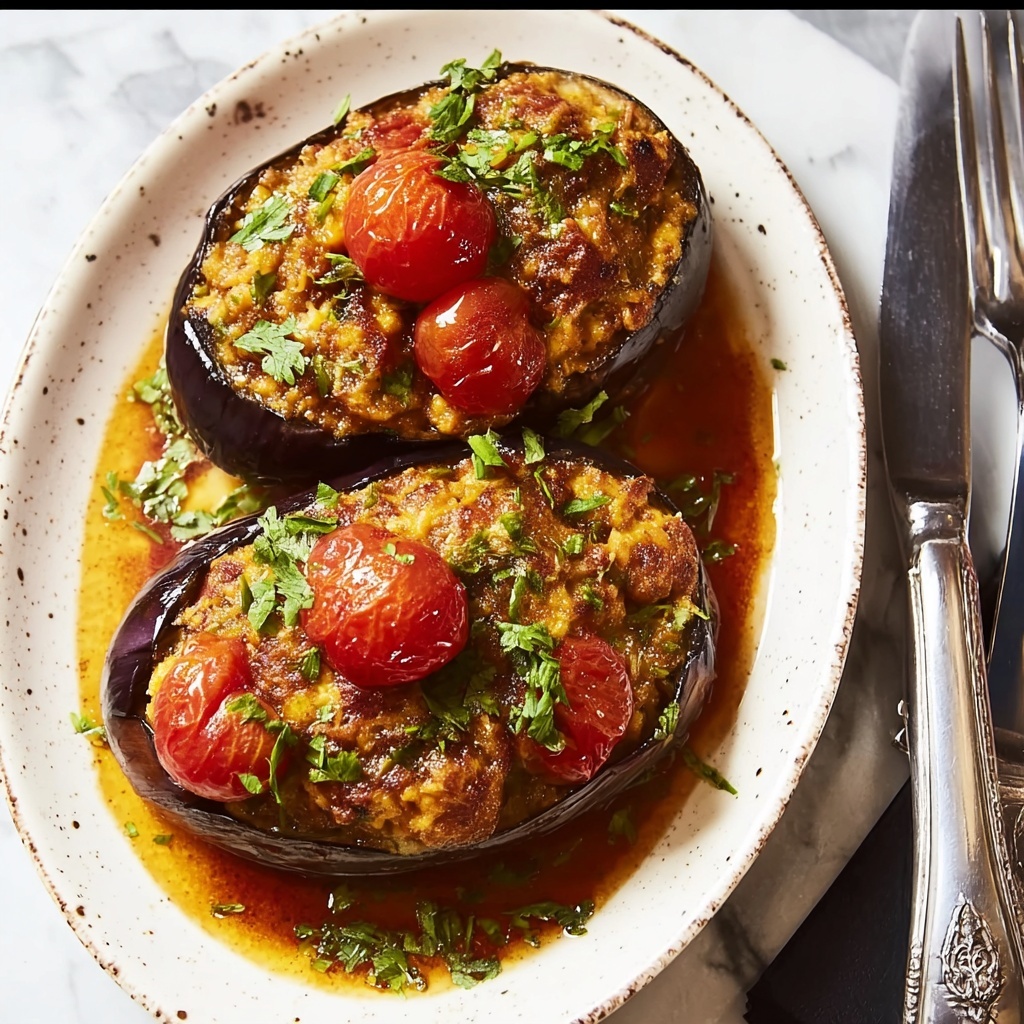 Savory Stuffed Eggplant: A Flavor-Packed Dinner Delight Recipe - Recipe Image
