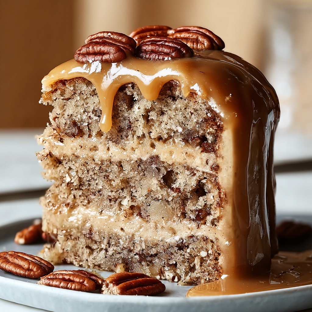 Banana Pecan Caramel Cake Recipe - Recipe Image